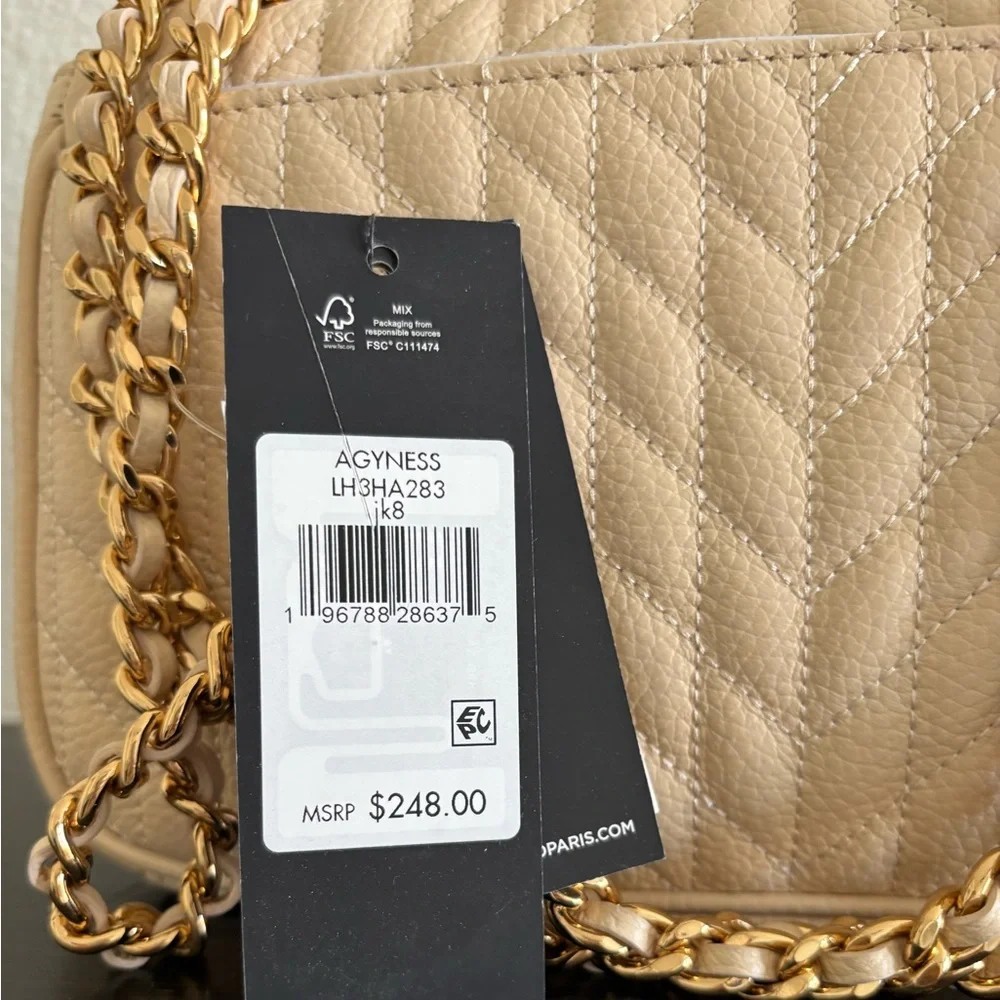 NWT Karl Lagerfeld Agyness Leather Shoulder/Crossbody bag in Cream - Picture 6 of 10